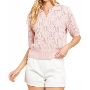 NEW TCEC morning stroll collared sweater top in mauve